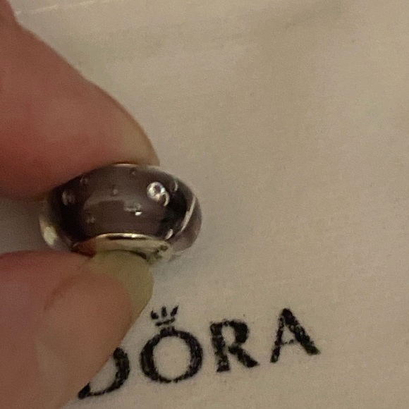 Preowned Pandora Purple Effervescent CZ Glass Murano Beads. RTV $60.00 - Picture 2 of 5